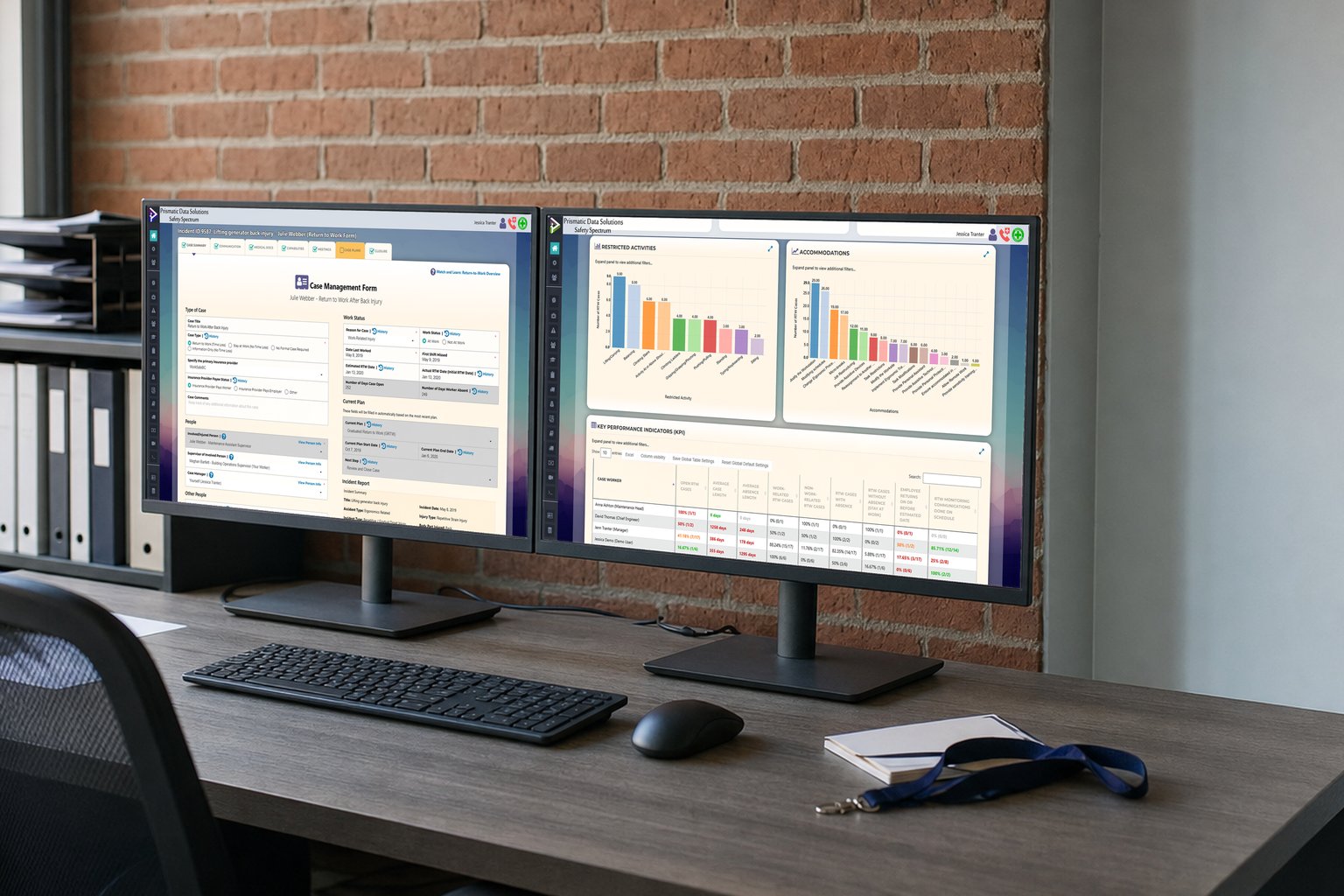 A return-to-work plan on a large desktop monitor at a slight angle on an office desk.